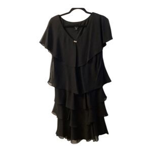 SLNY Women's Fashions Short Sleeve Embellished Shift Dress Color Black Size‎ 14